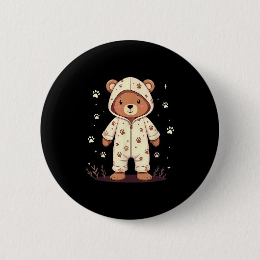 Teddy Bear Wearing Pajamas  Ronde Button 5,7 Cm (Voorkant)