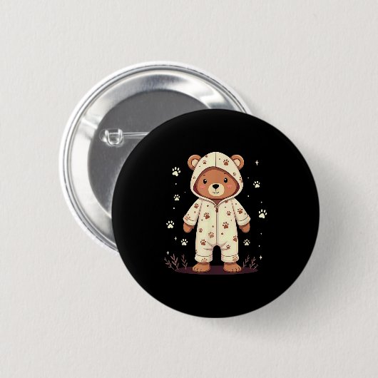 Teddy Bear Wearing Pajamas  Ronde Button 5,7 Cm (Voorkant /achterkant)