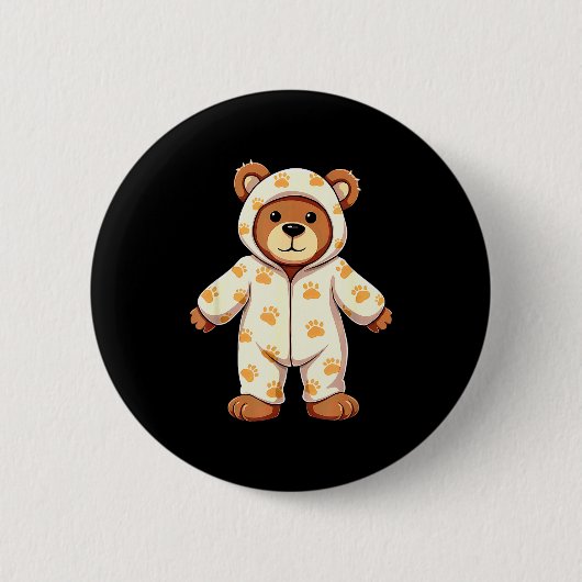 Teddy Bear Wearing Pajamas Ronde Button 5,7 Cm (Voorkant)