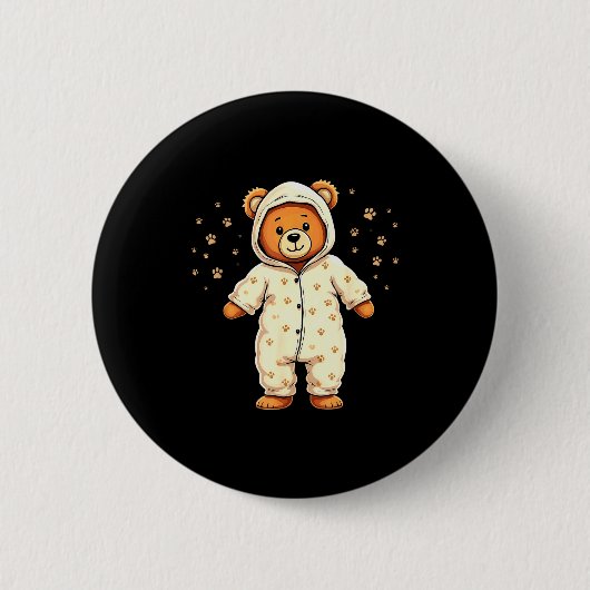 Teddy Bear Wearing Pajamas  Ronde Button 5,7 Cm (Voorkant)