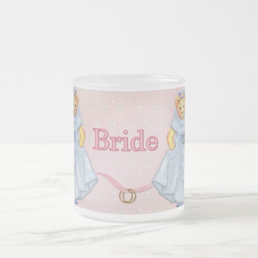 Teddy Bear Wedding - Aanpassen Matglas Koffiemok (Center)