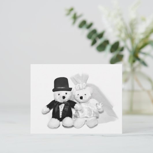Teddy Bear Wedding Briefkaart (Staand voorkant)
