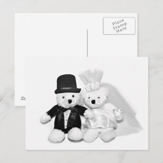 Teddy Bear Wedding Briefkaart (Voorkant / Achterkant)