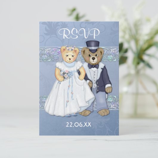 Teddy Bear Wedding RSVP-ver 2 RSVP Kaartje (Staand voorkant)