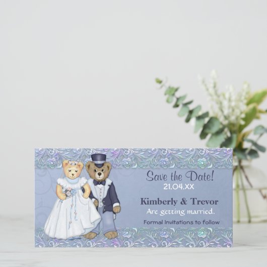 Teddy Bear Wedding Save the Date (Staand voorkant)