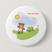 Teddy Bear Welkom Baby Nursery Design Ronde Button 7,6 Cm (Voorkant)