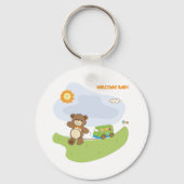 Teddy Bear Welkom Baby Nursery Design Sleutelhanger (Voorkant)