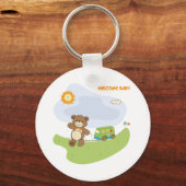 Teddy Bear Welkom Baby Nursery Design Sleutelhanger (Voorkant)