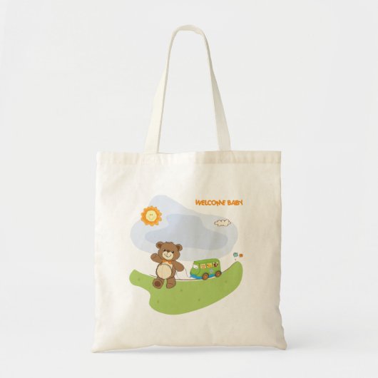 Teddy Bear Welkom Baby Nursery Design Tote Bag (Voorkant)