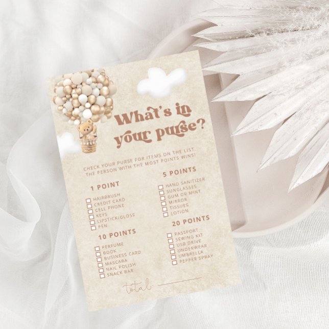 Teddy Bear Whats In Uw Purse Baby shower Spel (Creator heeft geüpload)