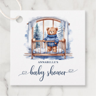 Teddy Bear Winter Boy Baby shower Bedankjes Labels