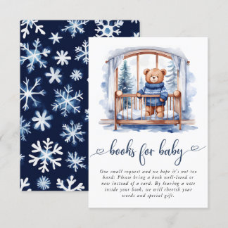 Teddy Bear Winter Boy Baby shower Boeken voor Baby Informatiekaartje