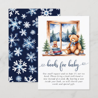 Teddy Bear Winter Boy Baby shower Boeken voor Baby Informatiekaartje