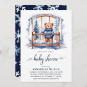 Teddy Bear Winter Boy Baby shower Kaart (Voorkant / Achterkant)