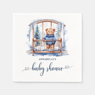 Teddy Bear Winter Boy Baby shower Servet