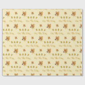 Teddy Bear With Gold Cream Text Baby Shower Cadeaupapier (Vlak)