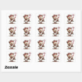 Teddy Bear with Heart Desserts Envelope Seals Vierkante Sticker (Vel)