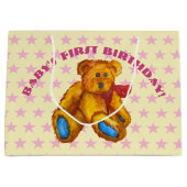 Teddy Bear With Pink Stars Groot Cadeauzakje (Voorkant)