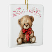 Teddy Bear with Red Bow | Merry Christmas Ornament (Rechts)