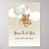 Teddy Bear with Sage Balloons Table Sign Poster (Voorkant)