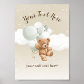 Teddy Bear with Sage Balloons Table Sign Poster (Voorkant)