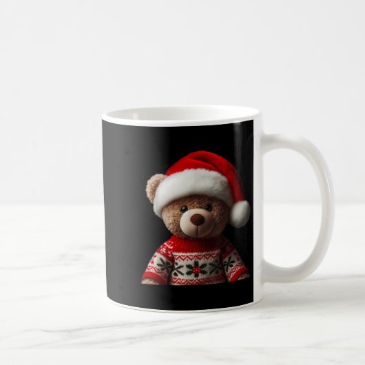 Teddy Bear With Santa Hat Christmas Xmas Lover Kid Koffiemok (Rechts)