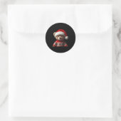 Teddy Bear With Santa Hat Christmas Xmas Lover Kid Ronde Sticker (Tas)
