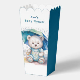 Teddy Bear With Umbrella Boy Baby Shower Bedankdoosjes