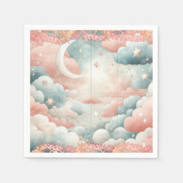 Teddy Bear wolken en maan Zitting Grafiek Servet