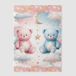 Teddy Bear wolken en maan Zitting Grafiek Vellum Uitnodigingen