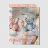 Teddy Bear wolken en maan Zitting Grafiek Vellum Uitnodigingen (Offset (Koppel))