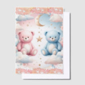 Teddy Bear wolken en maan Zitting Grafiek Vellum Uitnodigingen (Offset)