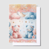 Teddy Bear wolken en maan Zitting Grafiek Vellum Uitnodigingen (Offset)