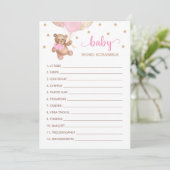 Teddy Bear Word Scramble Game Baby shower Kaart (Staand voorkant)