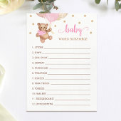 Teddy Bear Word Scramble Game Baby shower Kaart