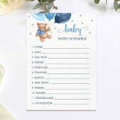 Teddy Bear Word Scramble Game Baby shower Kaart
