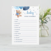 Teddy Bear Word Scramble Game Baby shower Kaart (Staand voorkant)