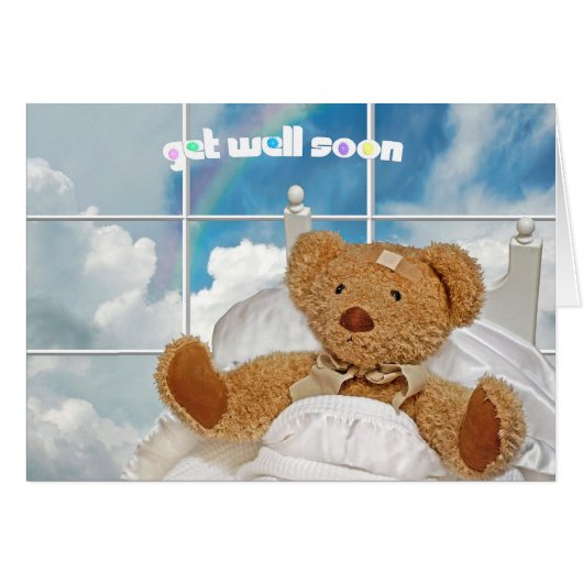 Teddy Bear wordt snel goed met regenboog (Voorkant Horizontaal)