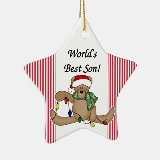 Teddy Bear World's Best Son Ornament (Rechts)