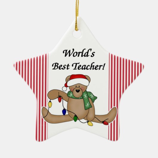 Teddy Bear World's Best Teacher Ornament (Voorkant)