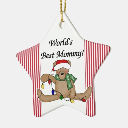 Teddy Bear World's beste mammieornament Keramisch Ornament (Links)