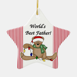 Teddy Bear World's beste vader-ornament Keramisch Ornament
