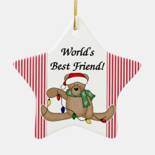 Teddy Bear World's beste vriendenkornament Keramisch Ornament