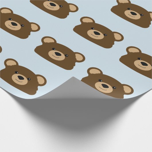 Teddy Bear Wrapping Paper Blue Cadeaupapier (Hoek)