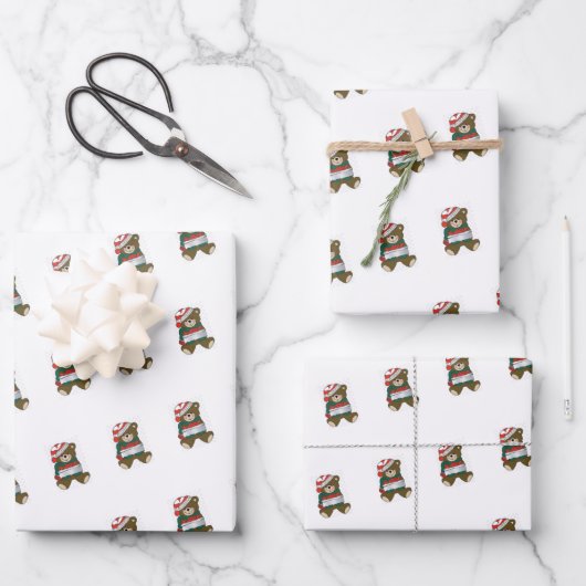 Teddy Bear Wrapping Paper Flat Sheet Set 3 (Voorkant)