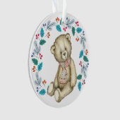 Teddy Bear Wreath Grandchild Holiday Ornament (voorkant)