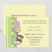 Teddy Bear Yellow Baby shower Invitation Kaart (Voorkant / Achterkant)