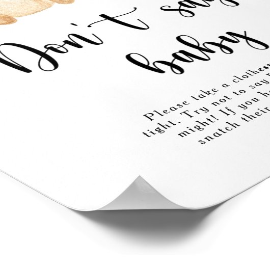 Teddy Bear zegt geen baby Poster (Hoek)