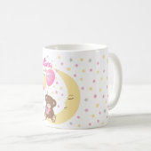 Teddy Bear zit op de Maan Baby Birth Stats Koffiemok (Voorkant rechts)