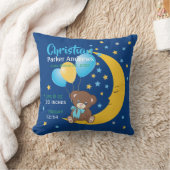 Teddy Bear zit op de Maan Baby Birth Stats Kussen (Deken)